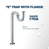 Everflow S-Trap with Flange for Tubular Drain Applications, 17GA Chrome Plated Brass 1-1/4" 12915